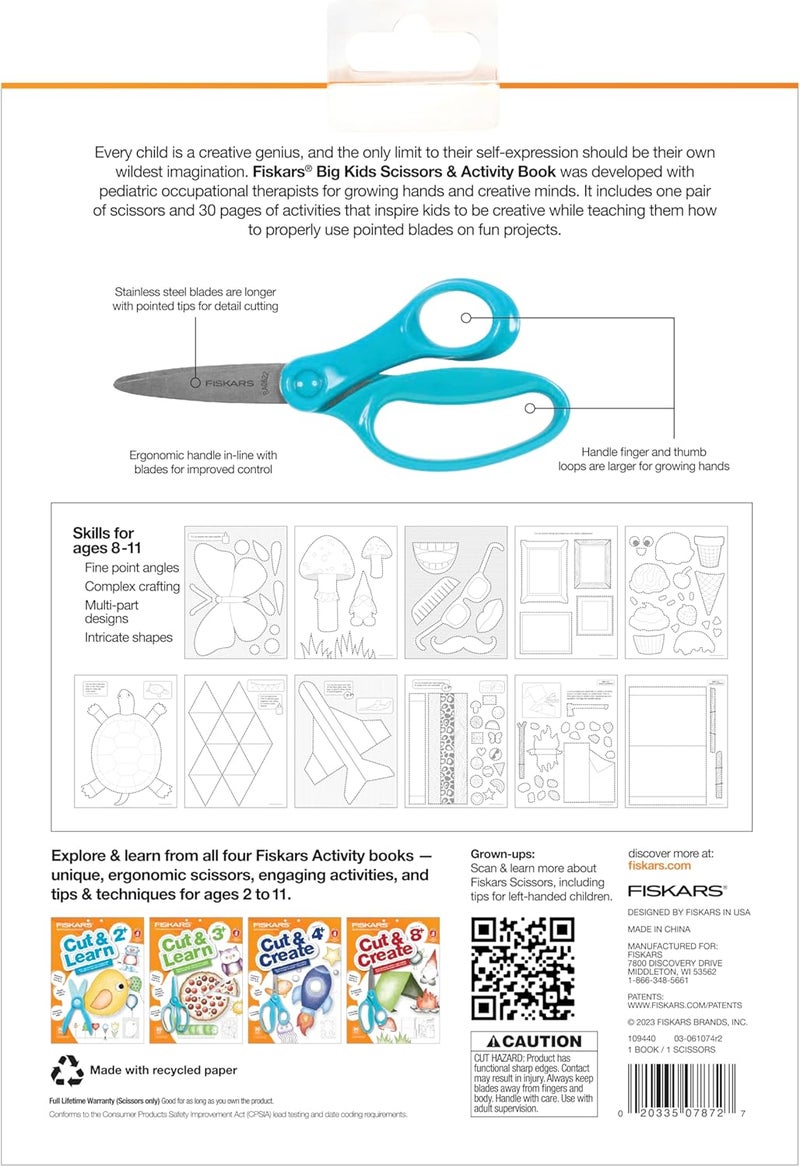 Fiskars Cut & Create Activity Book with 6" Big Kids Scissors, For Ages 8+ - Image 4